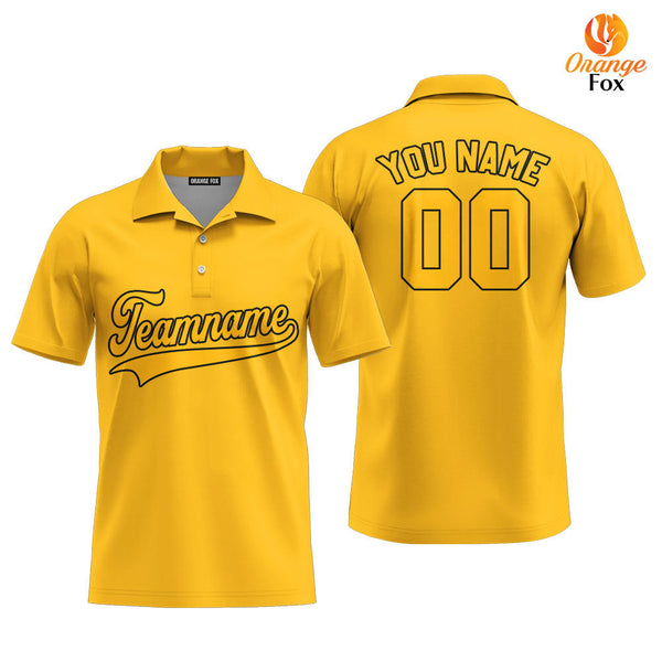 Custom Yellow Black And Gold Custom Polo Shirt For Men