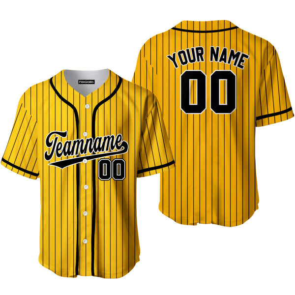 Custom Yellow Brown Pinstripe Black White Baseball Jerseys For Men & Women