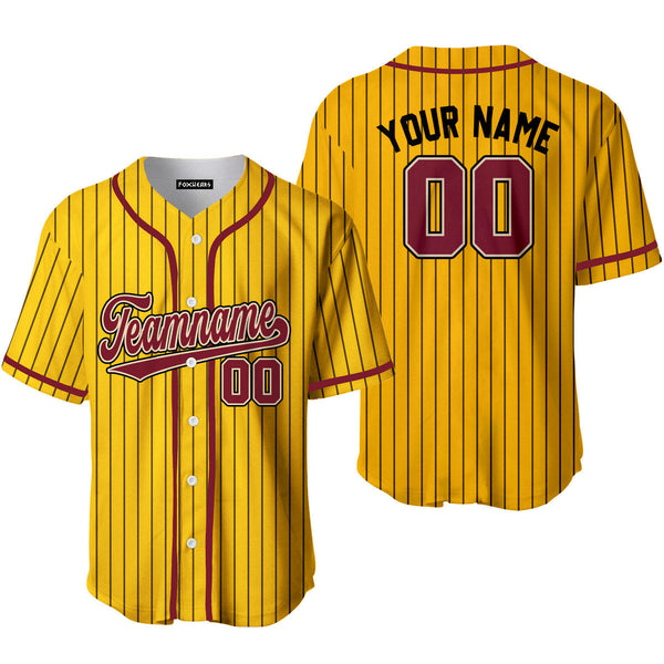 Custom Yellow Brown Pinstripe Crimson Black Baseball Jerseys For Men & Women