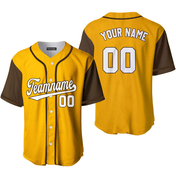 Custom Yellow Brown Raglan White Baseball Jerseys For Men & Women