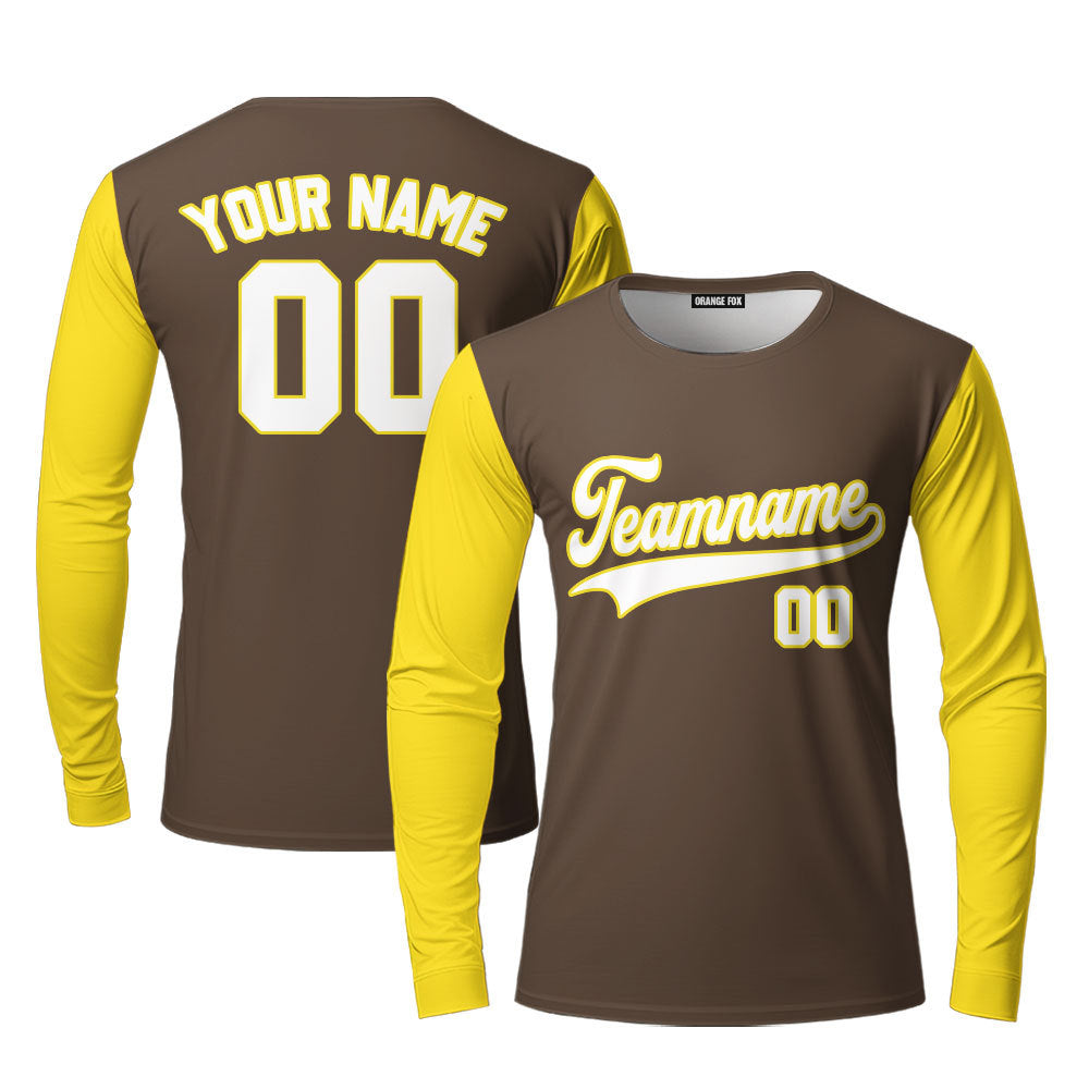 Custom Yellow Brown Raglan White Custom Long Sleeve T-Shirt For Men & Women