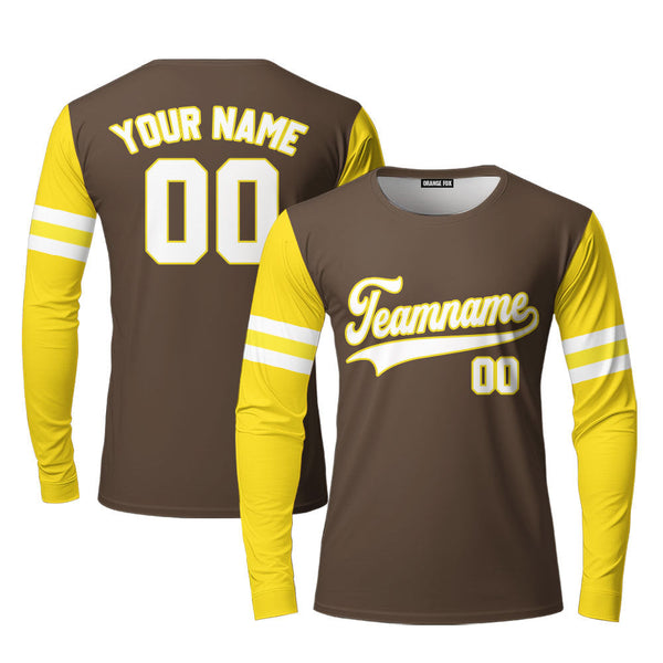 Custom Yellow Brown Raglan White Custom Long Sleeve T-Shirt For Men & Women