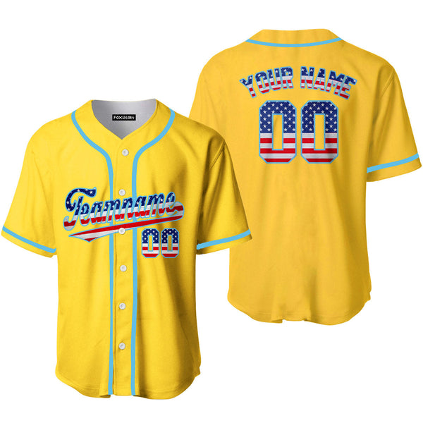 Custom Yellow Gold Retro American Custom Baseball Jerseys For Men & Women