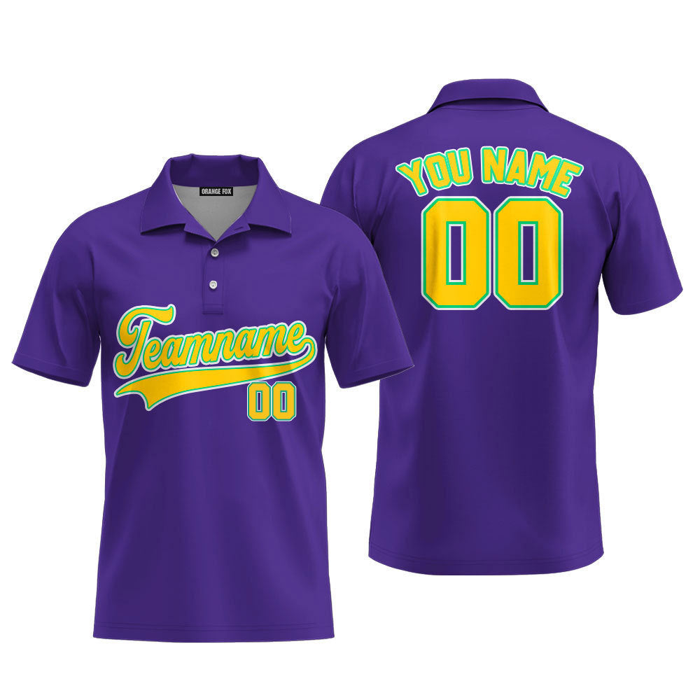 Custom Yellow Green And Purple Custom Polo Shirt For Men