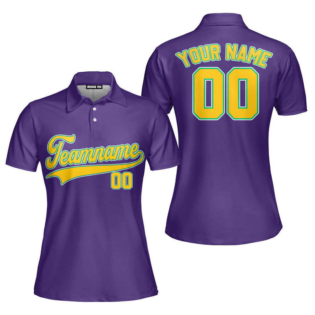 Custom Yellow Green And Purple Custom Polo Shirt For Women