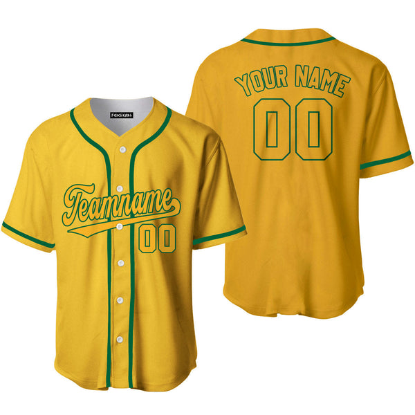 Custom Yellow Kelly Green And Gold Custom Baseball Jerseys For Men & Women