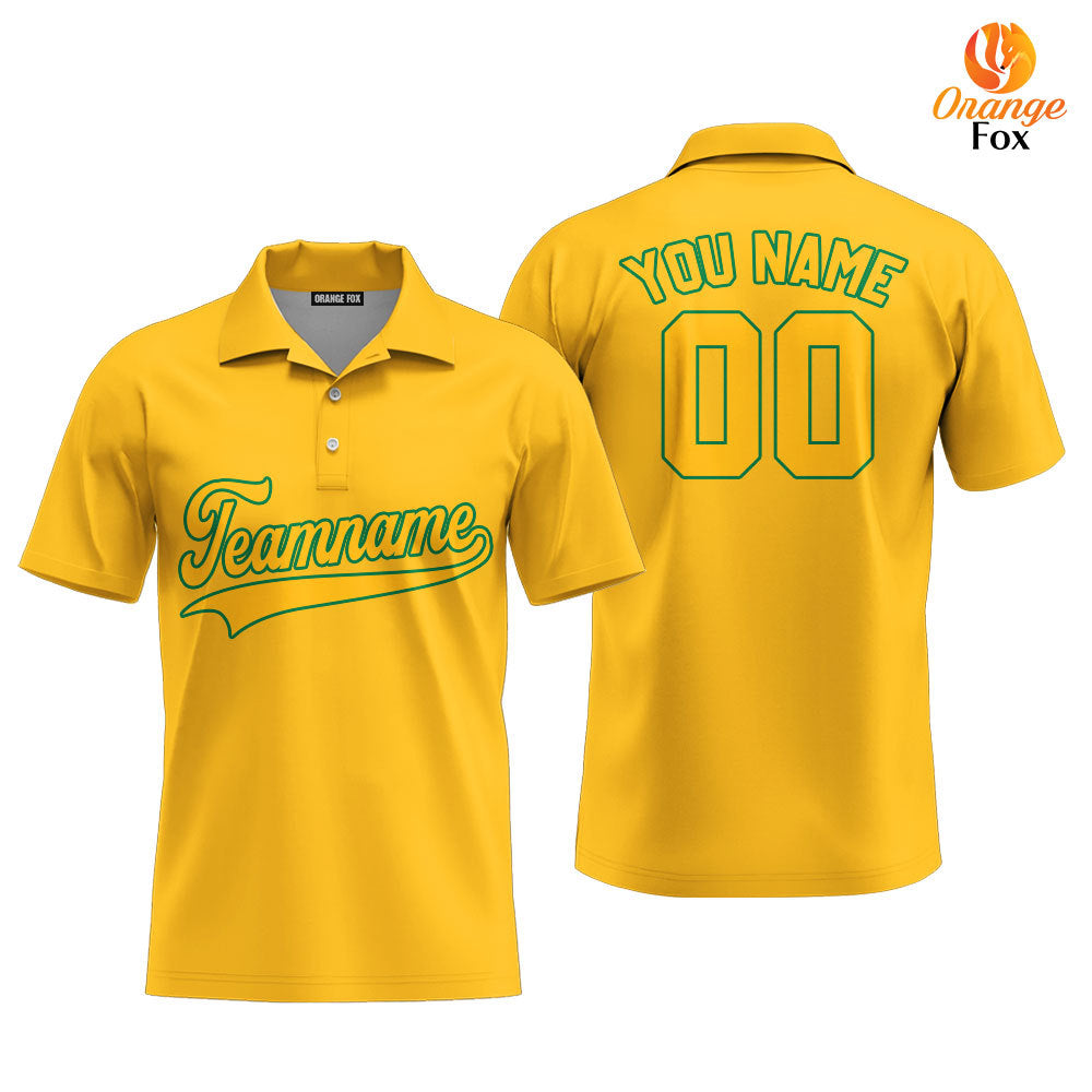 Custom Yellow Kelly Green And Gold Custom Polo Shirt For Men