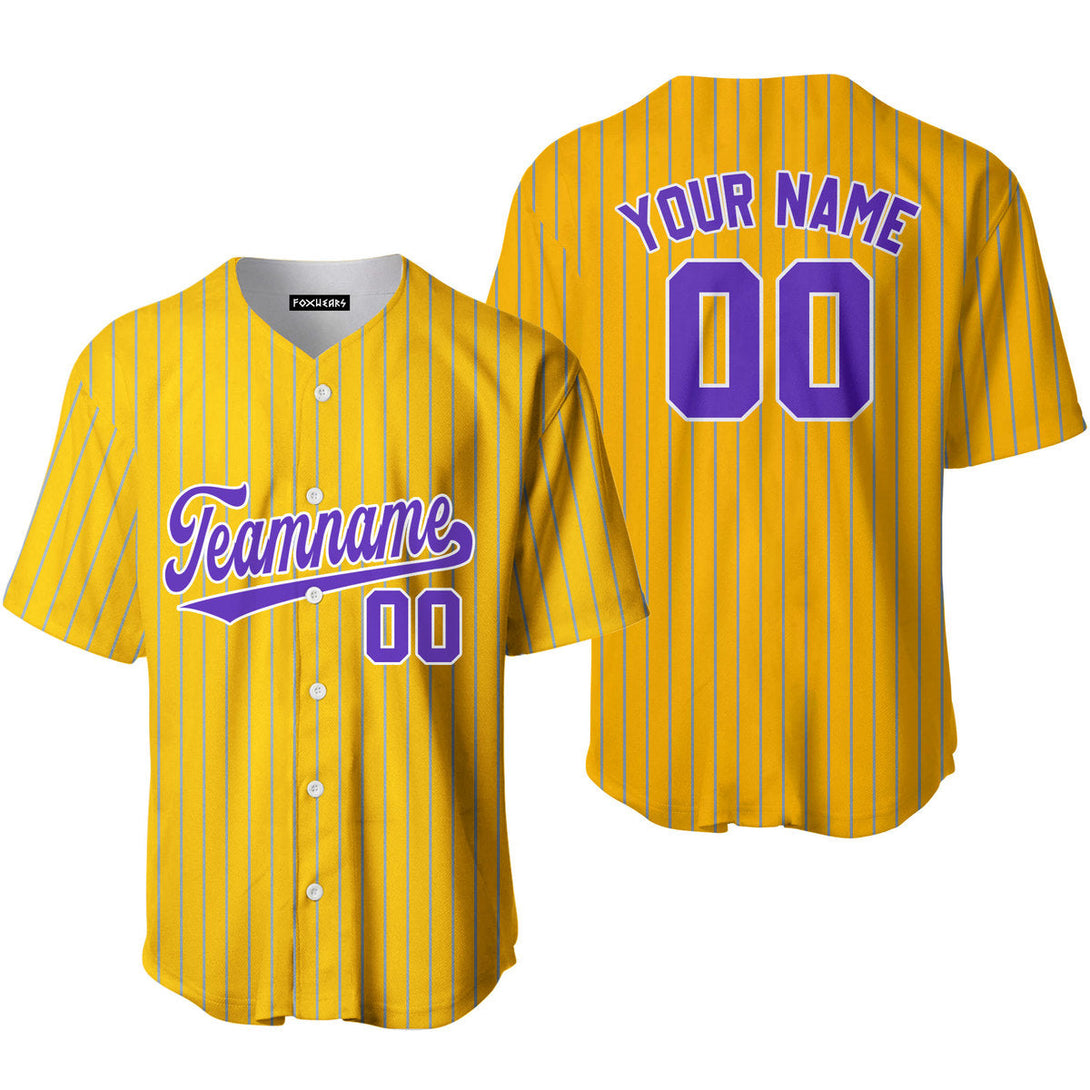 Custom Yellow Light Blue Pinstripe White Baseball Jerseys For Men & Women