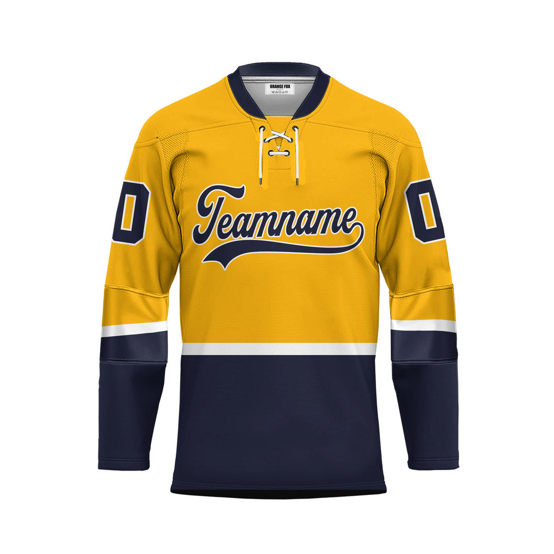 Custom Yellow Nashville Lace Neck Hockey Jersey For Men & Women