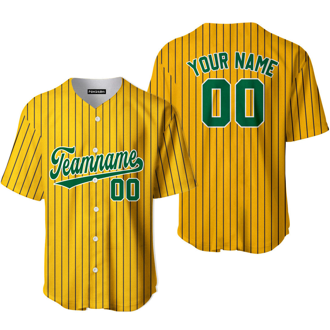 Custom Yellow Navy Blue Pinstripe Green Baseball Jerseys For Men & Women