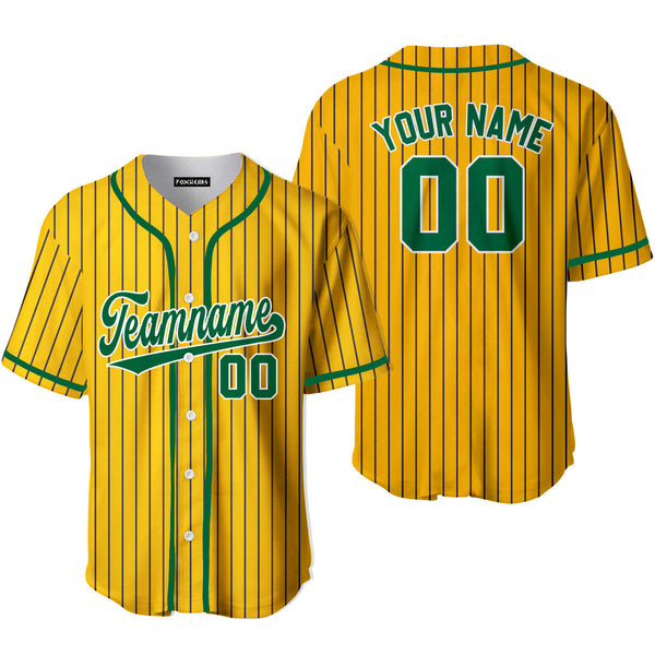 Custom Yellow Navy Blue Pinstripe Green Baseball Jerseys For Men & Women