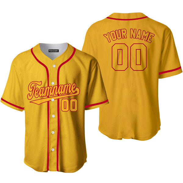 Custom Yellow Red And Gold Custom Baseball Jerseys For Men & Women