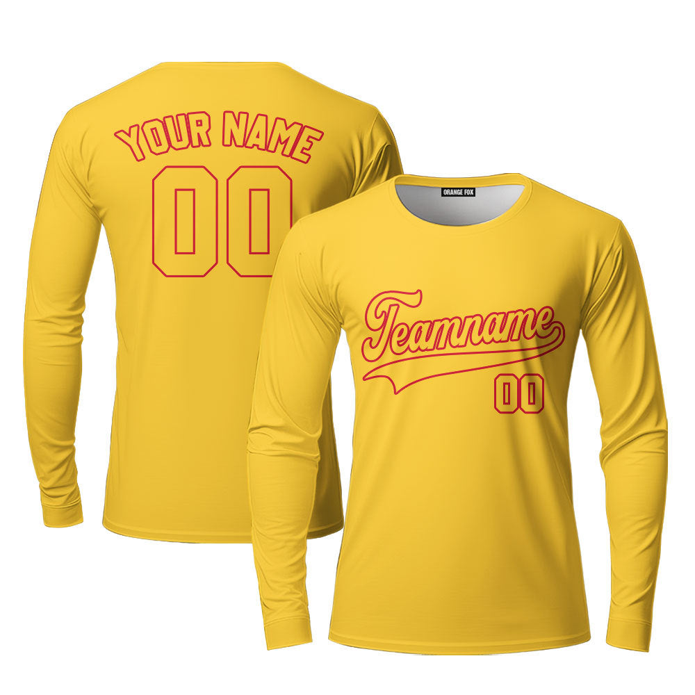 Custom Yellow Red And Gold Custom Long Sleeve T-Shirt For Men & Women