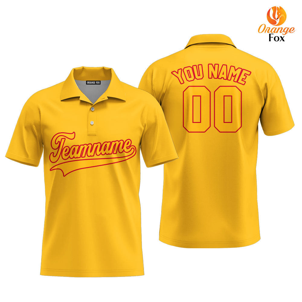 Custom Yellow Red And Gold Custom Polo Shirt For Men