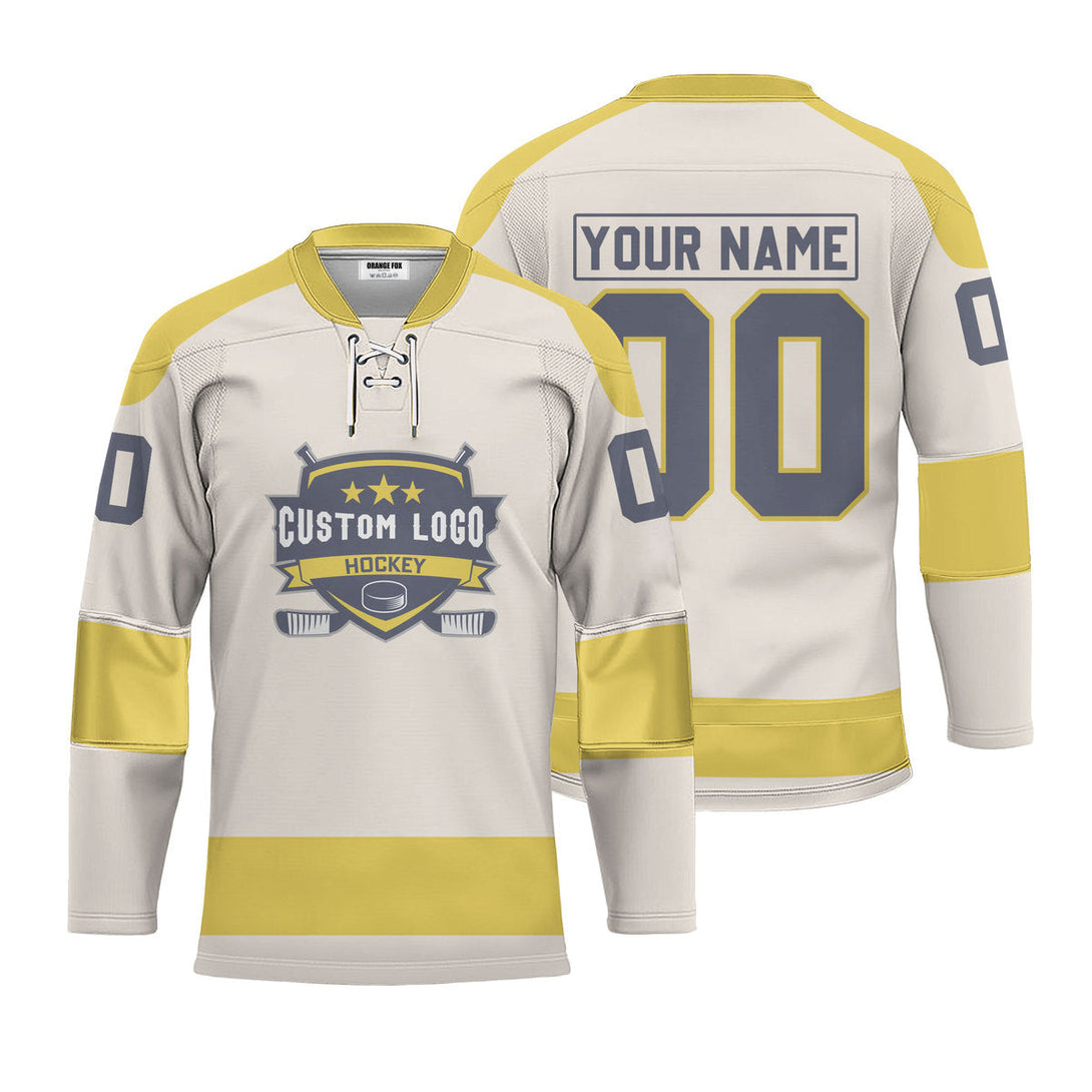 Custom Yellow Vegas Lace Neck Hockey Jersey For Men & Women