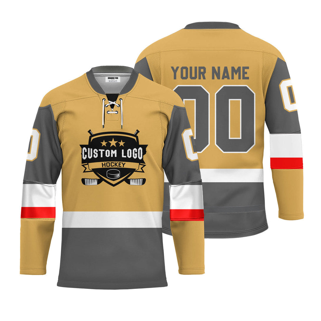 Custom Yellow Vegas Lace Neck Hockey Jersey For Men & Women