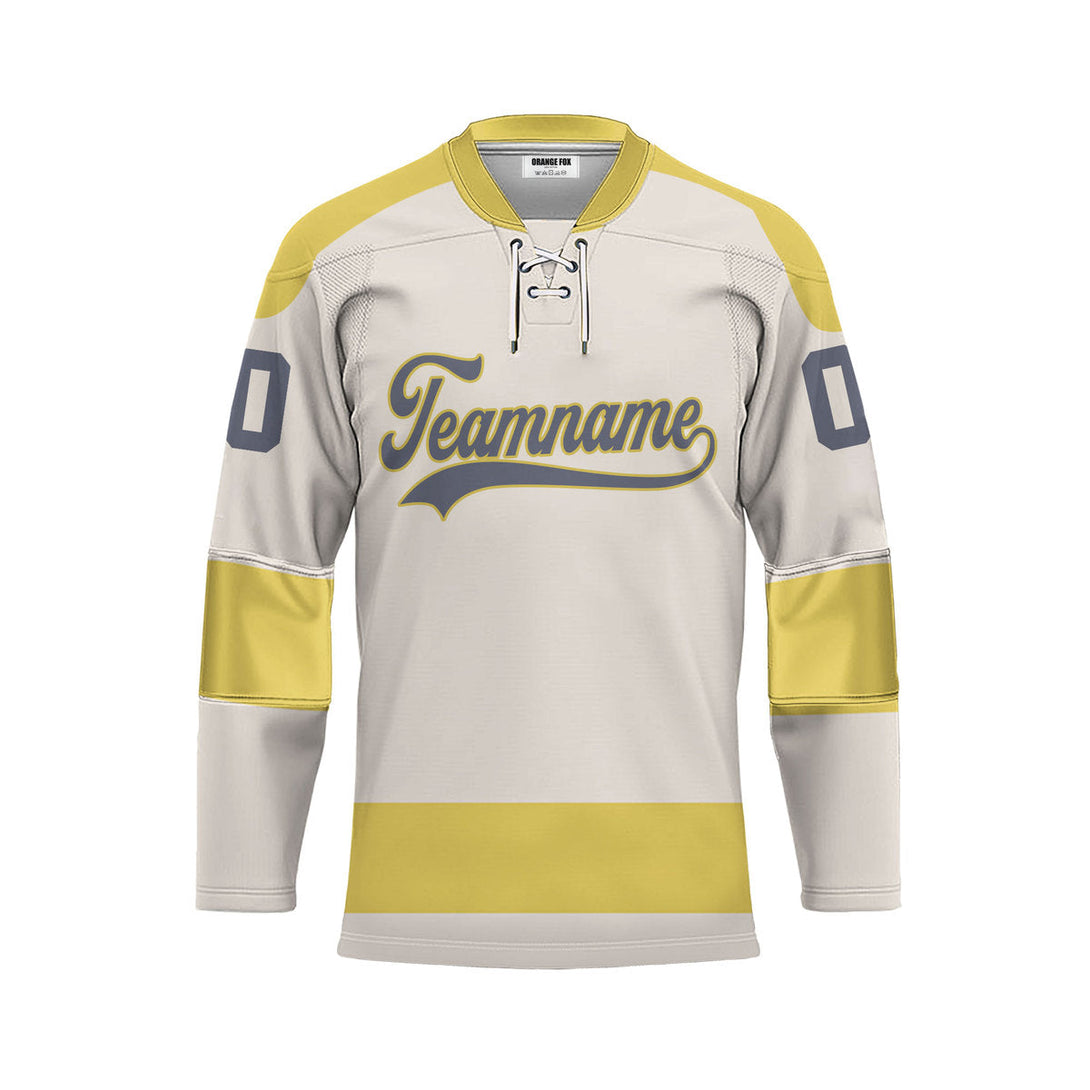 Custom Yellow Vegas Lace Neck Hockey Jersey For Men & Women