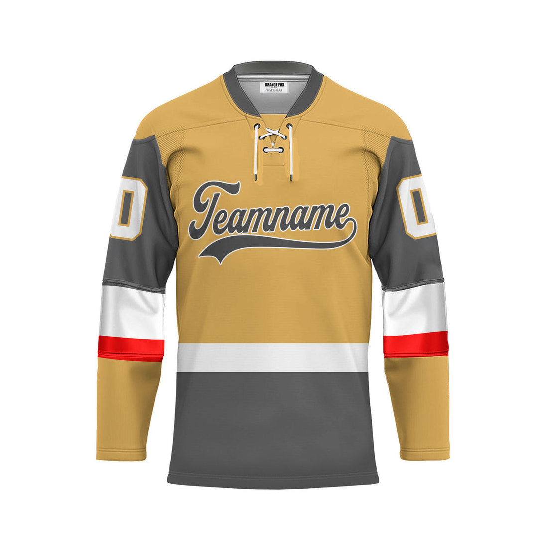 Custom Yellow Vegas Lace Neck Hockey Jersey For Men & Women