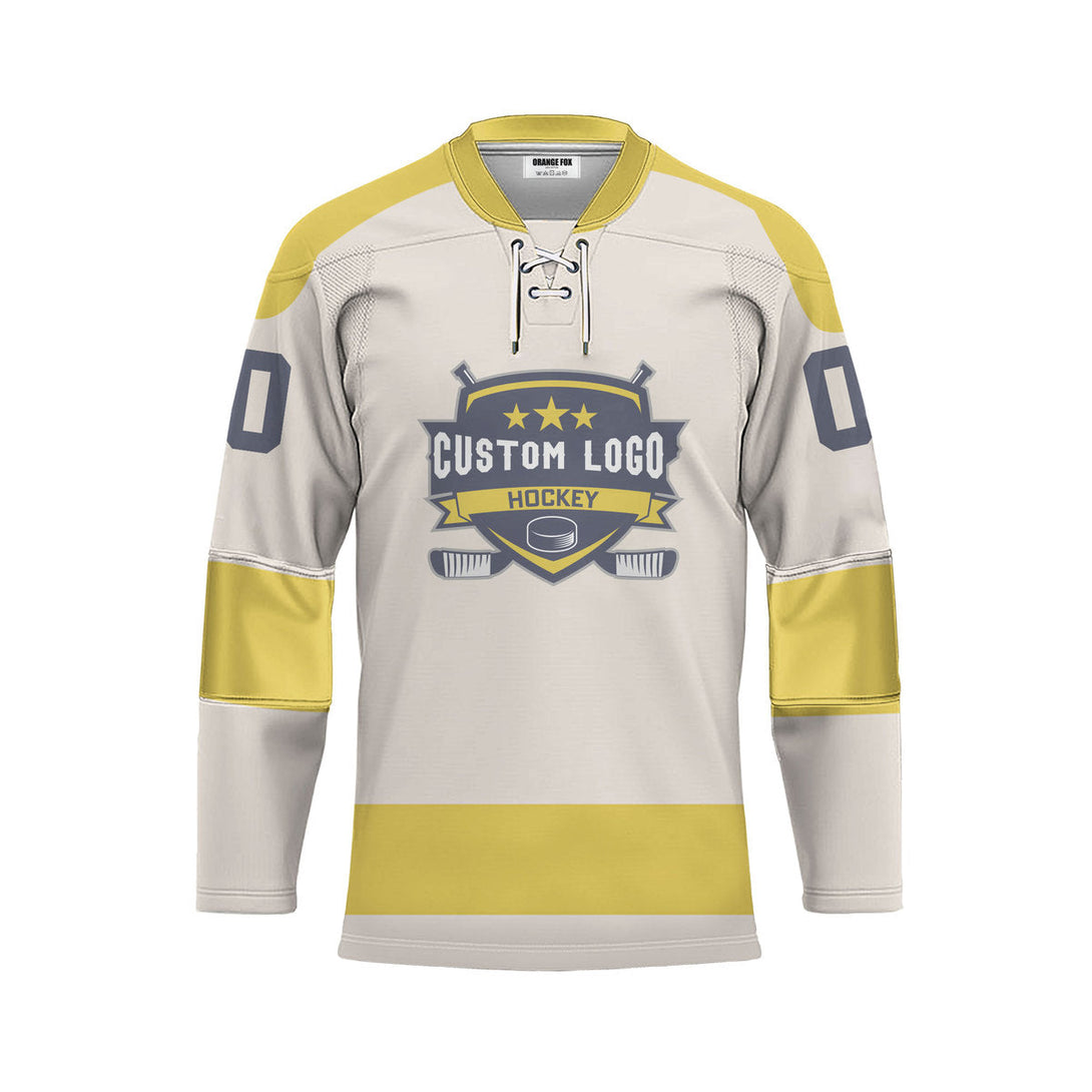 Custom Yellow Vegas Lace Neck Hockey Jersey For Men & Women