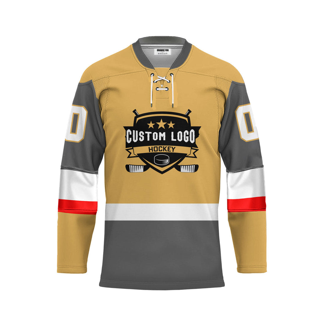 Custom Yellow Vegas Lace Neck Hockey Jersey For Men & Women