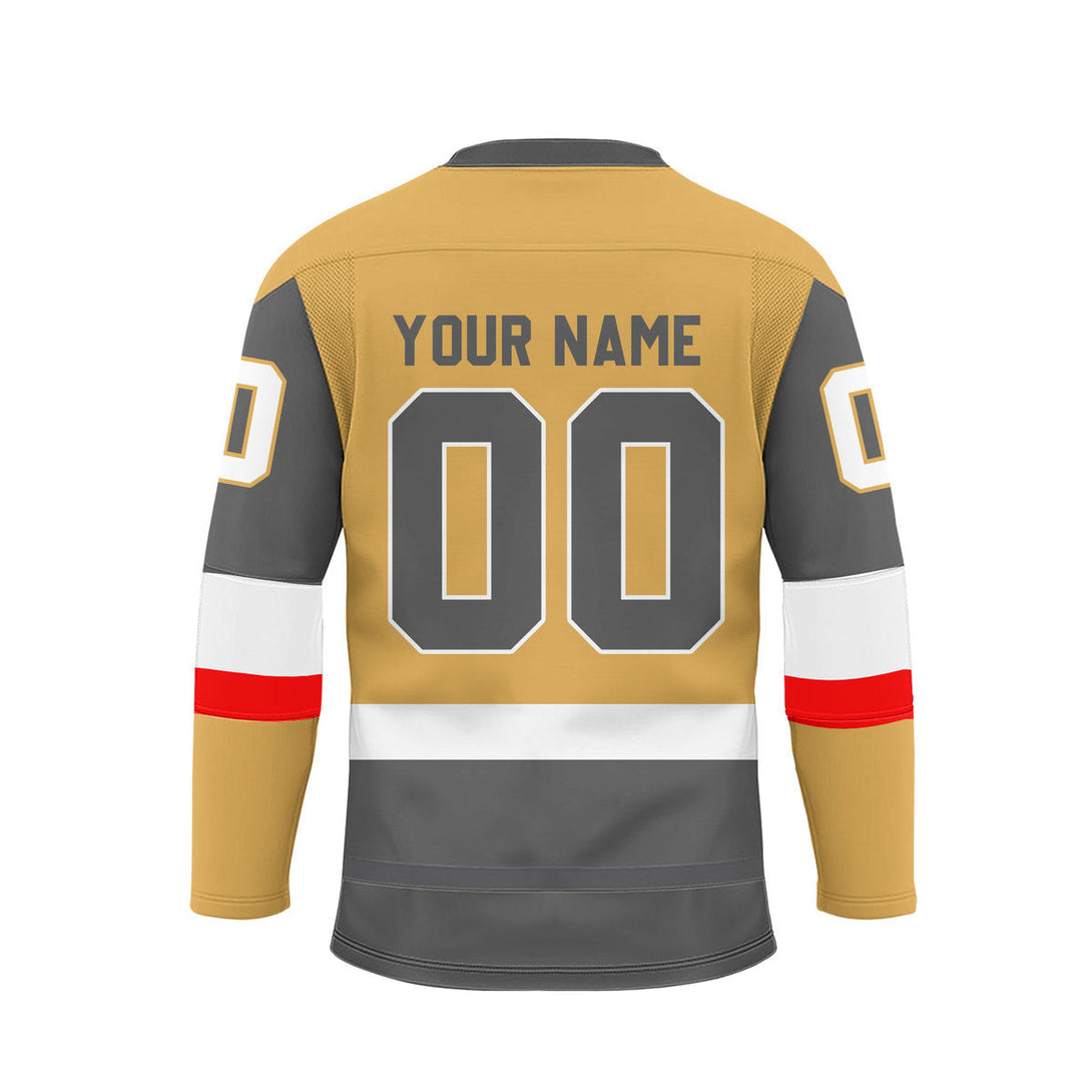 Custom Yellow Vegas Lace Neck Hockey Jersey For Men & Women