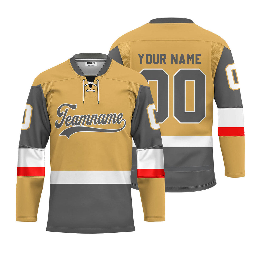 Custom Yellow Vegas Lace Neck Hockey Jersey For Men & Women