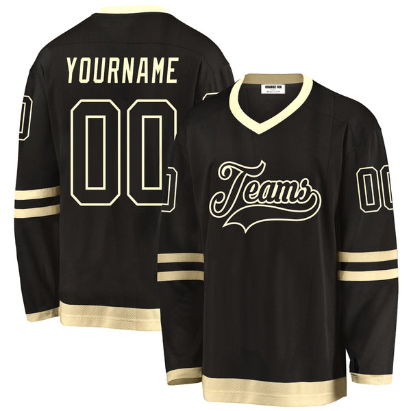 Custom Black Yellow V Neck Hockey Jersey For Men & Women