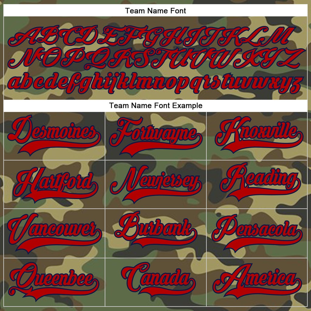 Custom Camo Red-Navy Salute To Service Neck Hockey Jersey For Men & Women