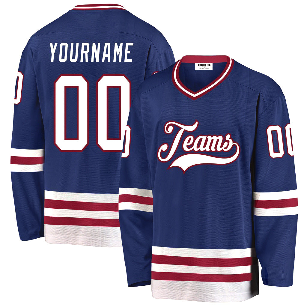 Custom Royal White-Maroon V Neck Hockey Jersey For Men & Women