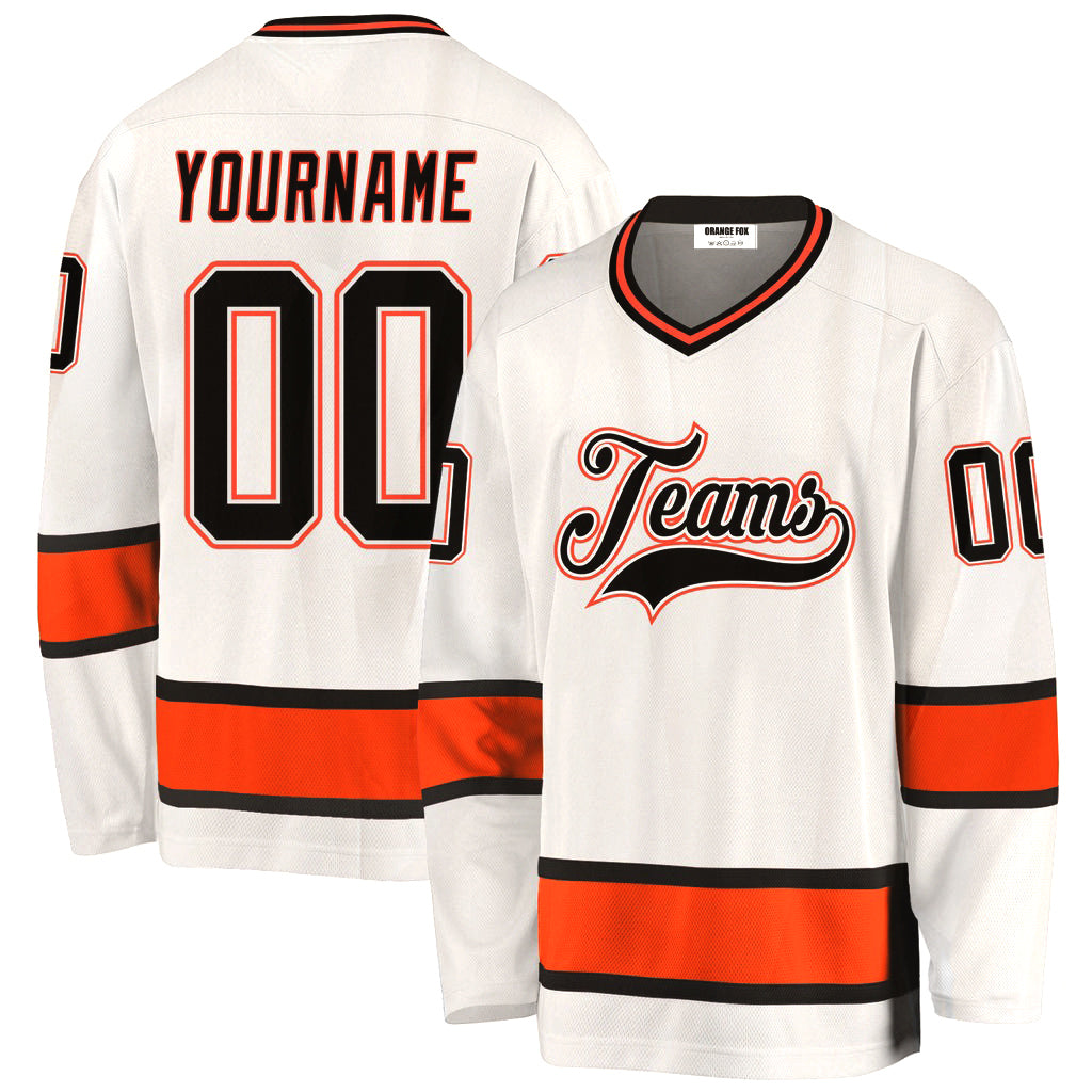 Custom White Red Black V Neck Hockey Jersey For Men & Women