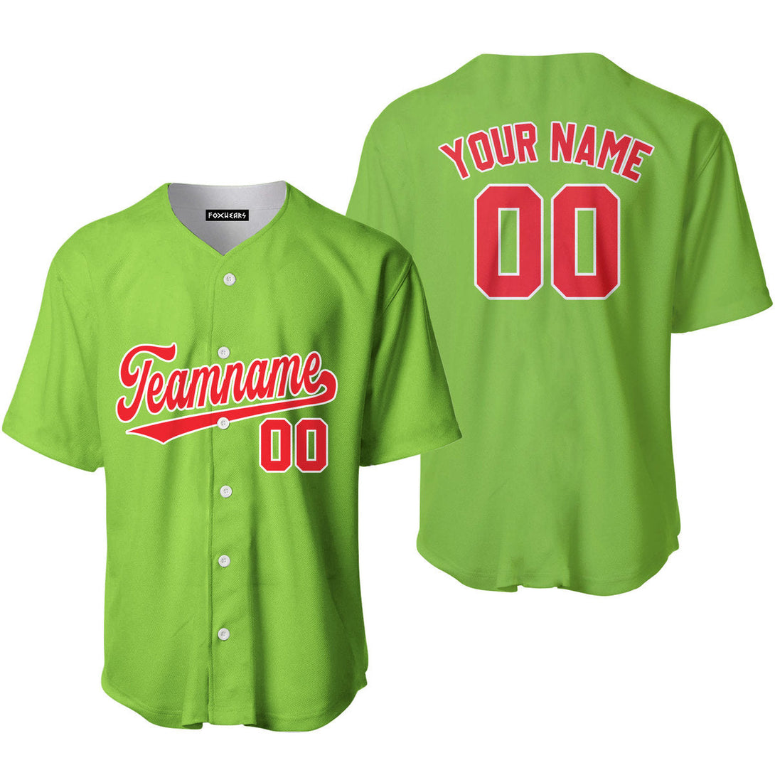 Cutsom Neon Green Red White Custom Baseball Jerseys For Men & Women