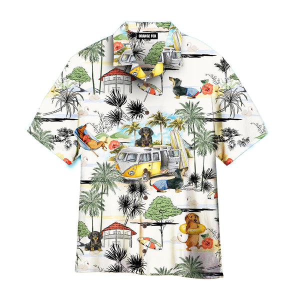 Dachshund Beach Dog Retro Hawaiian Shirt For Men & Women