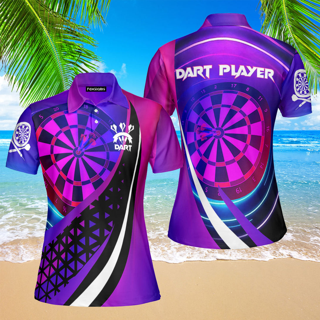 Dart Board Sexy Neon Color Polo Shirt For Women