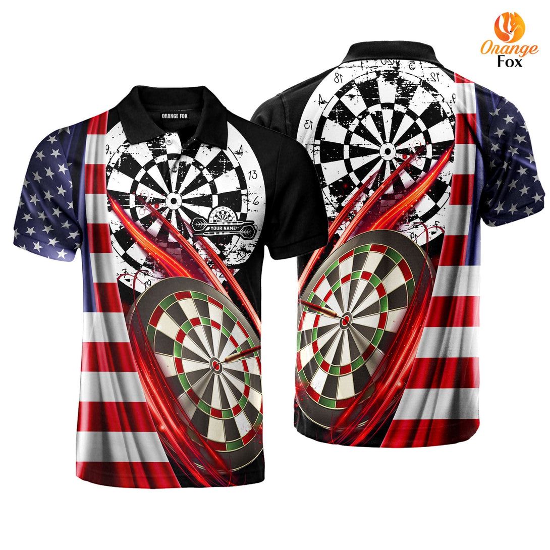 Dart Player American Flag Custom Name Polo Shirt For Men & Women PN1694