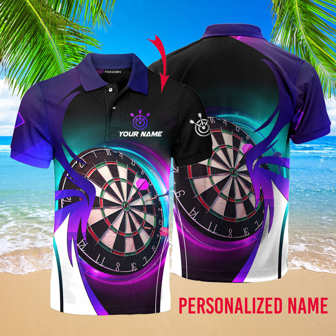 Dart Player Neon Galaxy Custom Name Polo Shirt For Men & Women PN1695