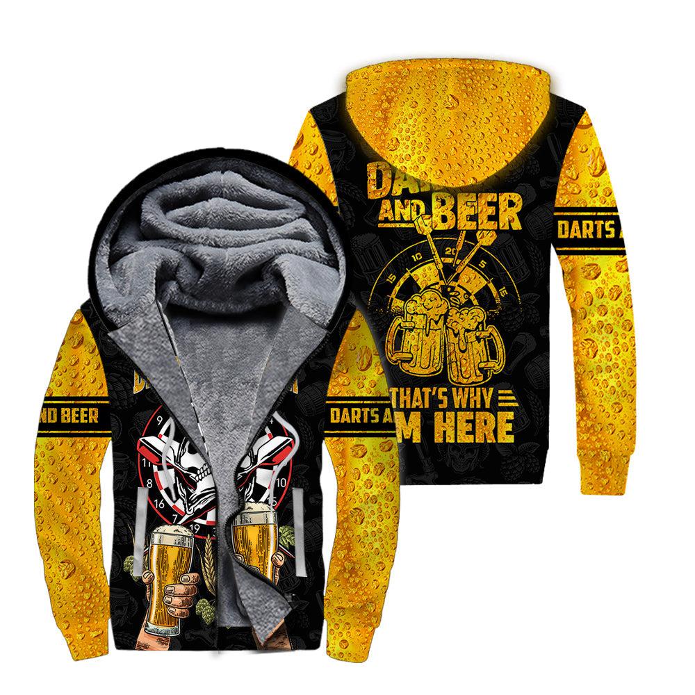 Darts And Beer That Why I Am Here Fleece Zip Hoodie For Men & Women