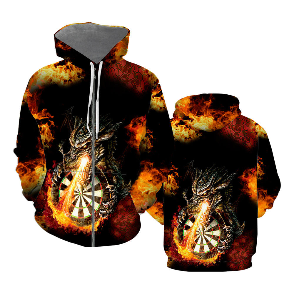 Darts Dragon Zip Up Hoodie For Men & Women