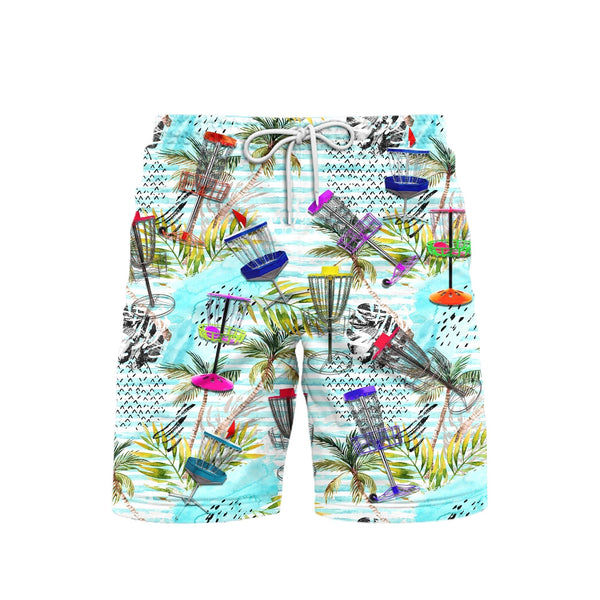 Disc Golf Tropical Palm Trees Pattern Beach Shorts For Men