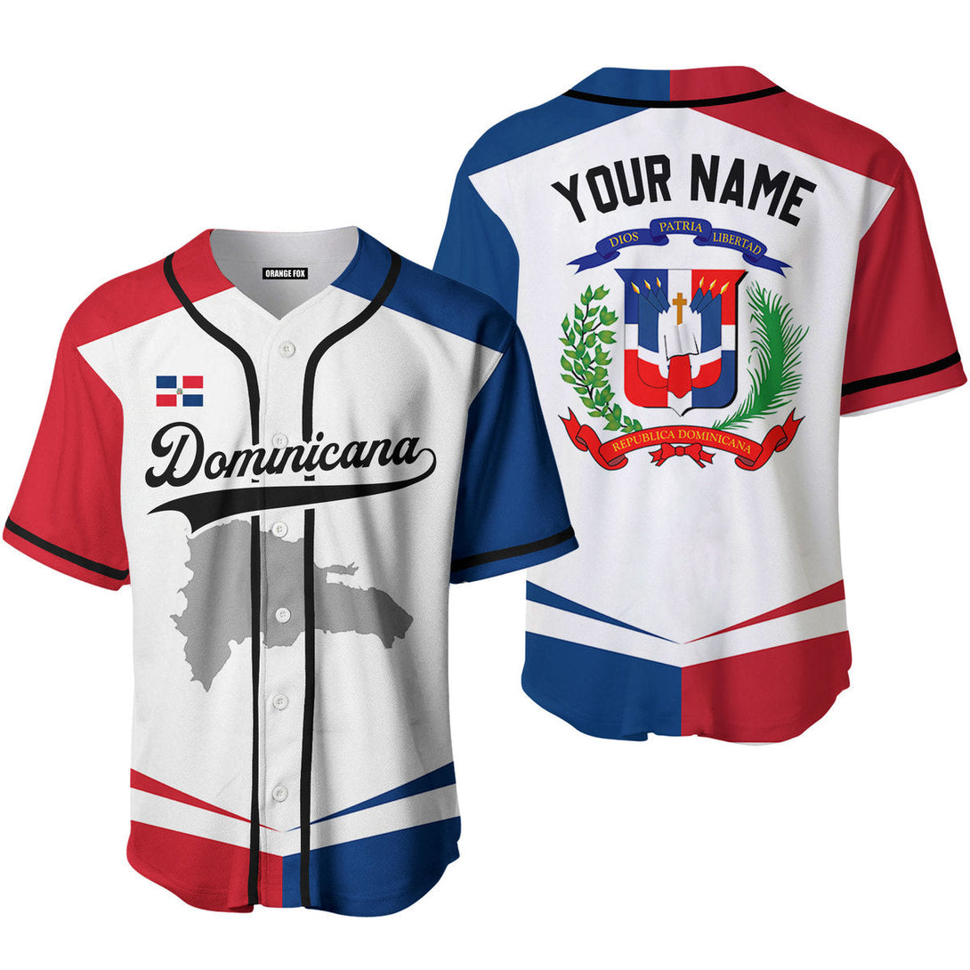 Dominicana Flag White Black White Custom Name Baseball Jerseys For Men & Women