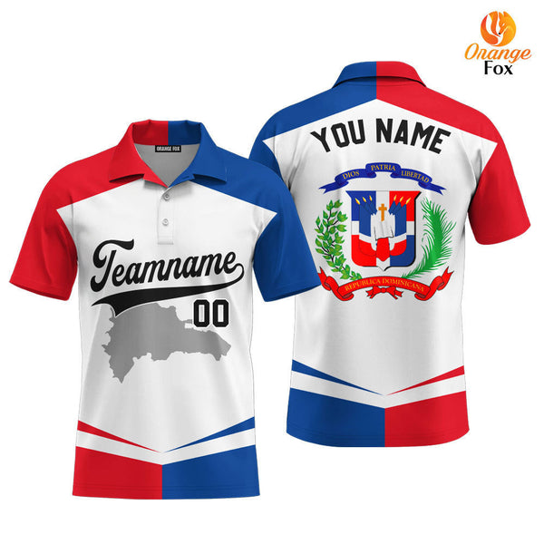 Dominicana Flag White Black White Custom Polo Shirt For Men