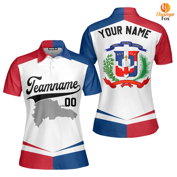 Dominicana Flag White Black White Custom Polo Shirt For Women