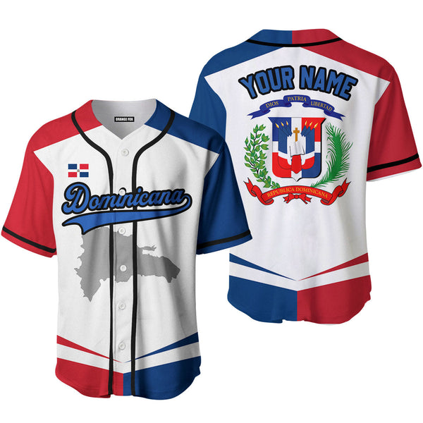 Dominicana Flag White Blue Black Custom Name Baseball Jerseys For Men & Women