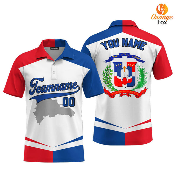 Dominicana Flag White Blue Black Custom Polo Shirt For Men