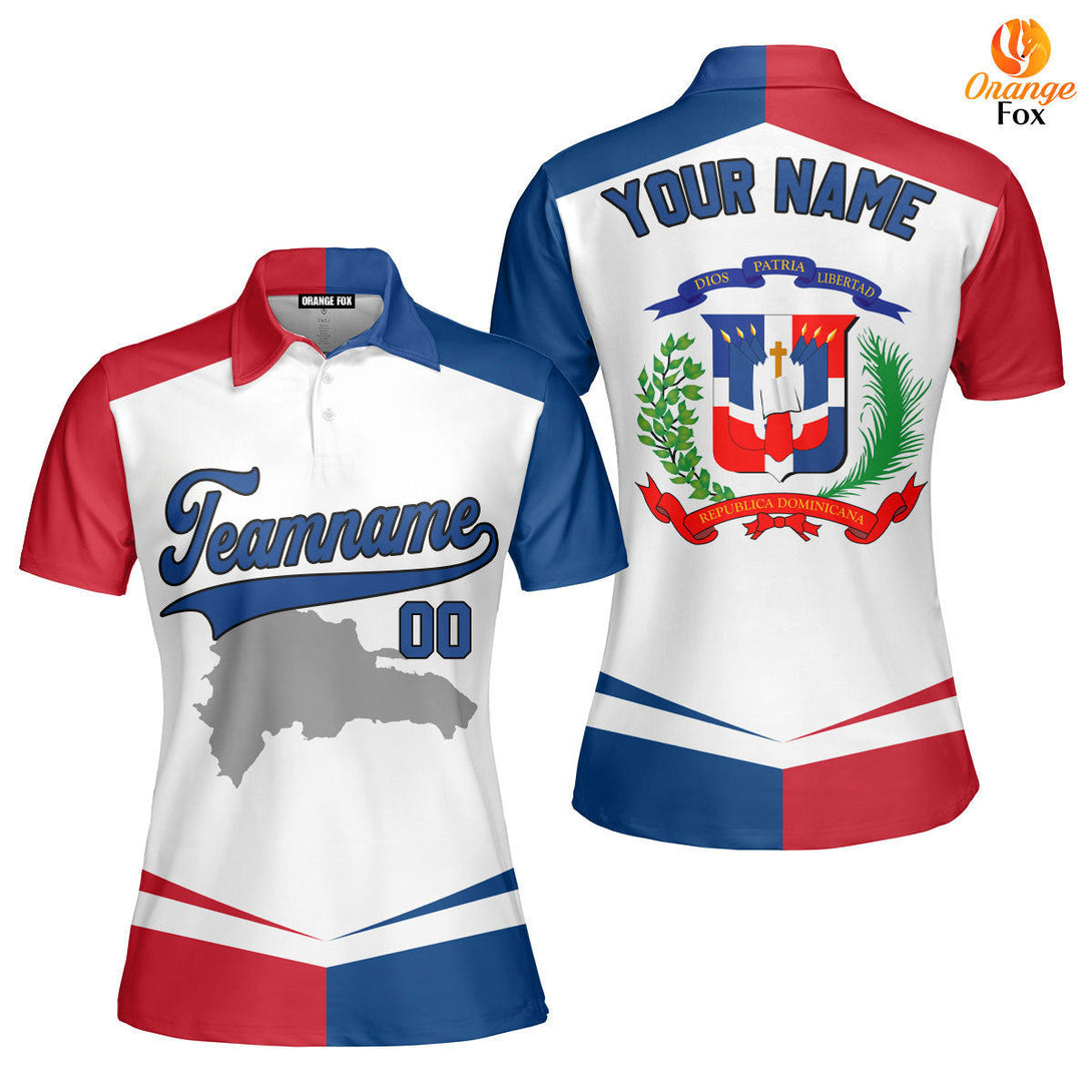 Dominicana Flag White Blue Black Custom Polo Shirt For Women