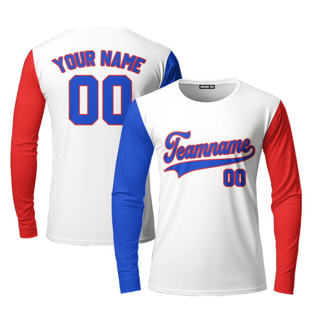 Dominicana Flag White Blue Red Custom Long Sleeve T-Shirt For Men & Women