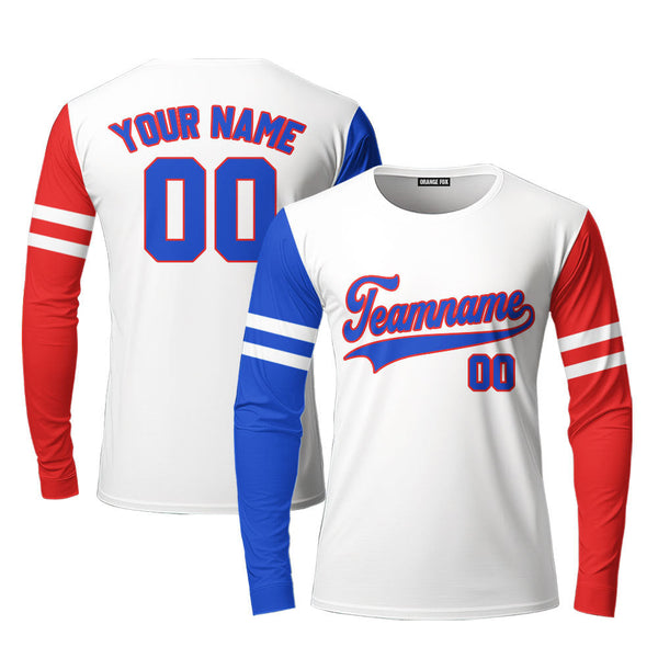 Dominicana Flag White Blue Red Custom Long Sleeve T-Shirt For Men & Women