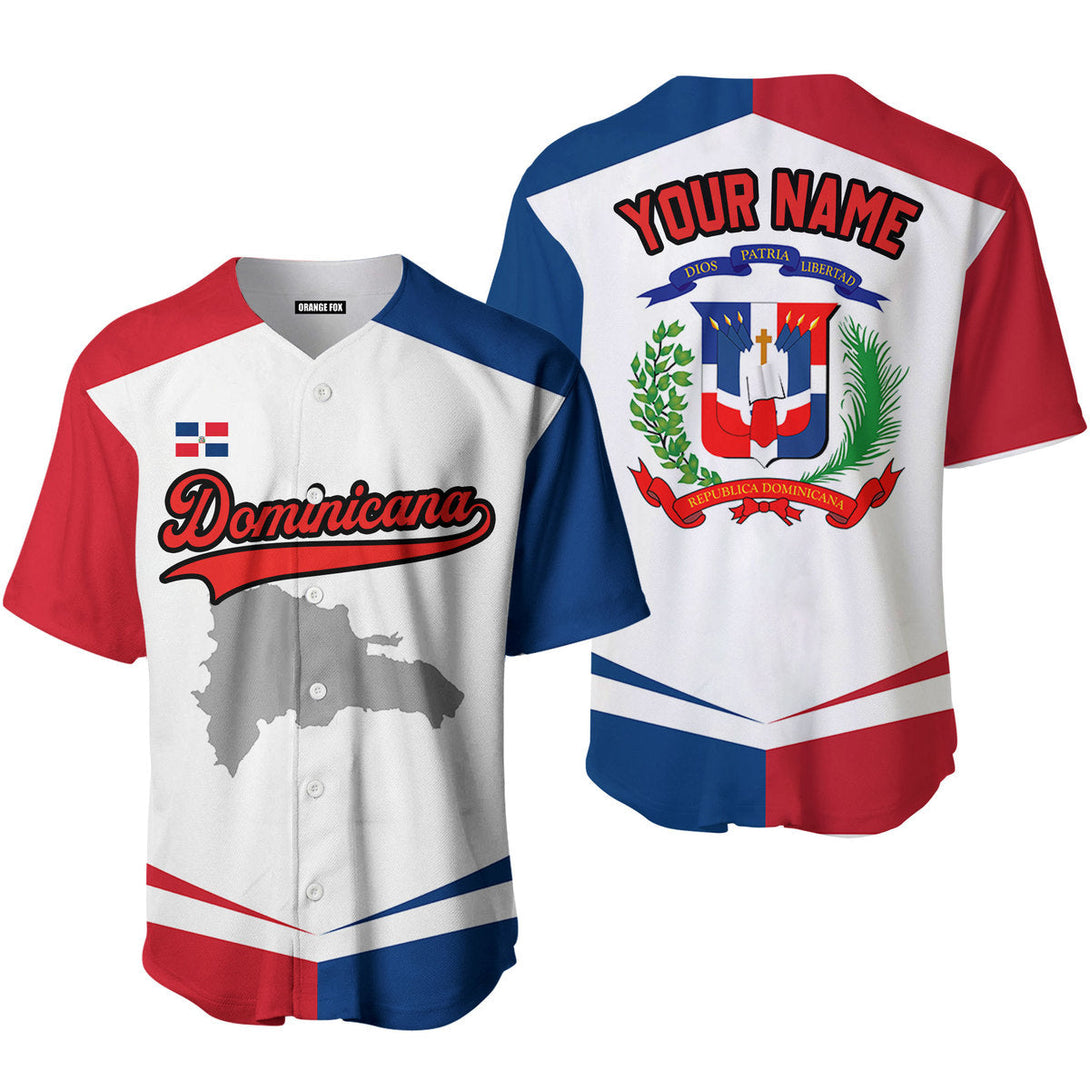 Dominicana Flag White Red Black Custom Name Baseball Jerseys For Men & Women