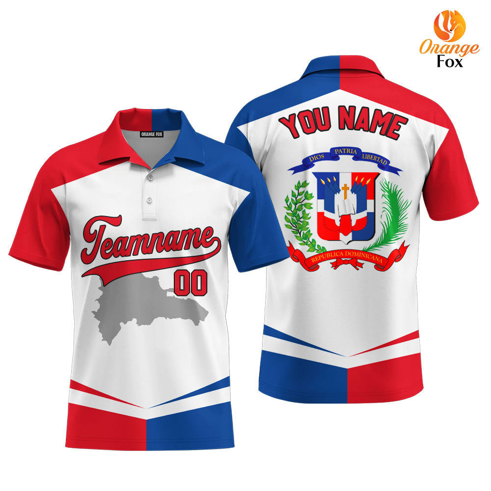 Dominicana Flag White Red Black Custom Polo Shirt For Men