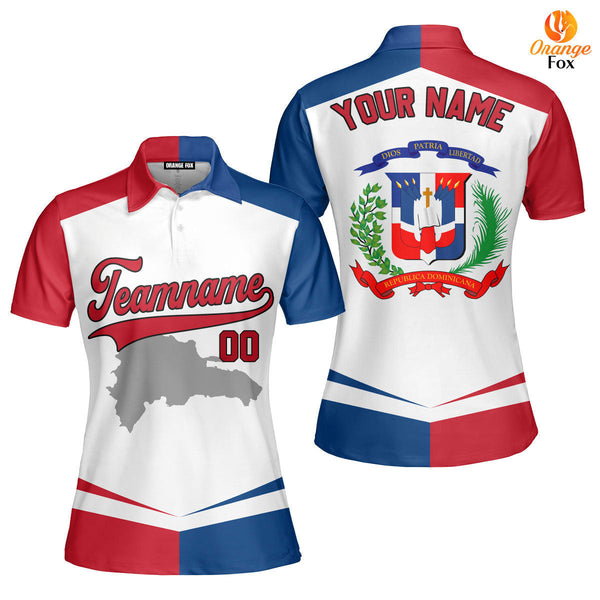 Dominicana Flag White Red Black Custom Polo Shirt For Women