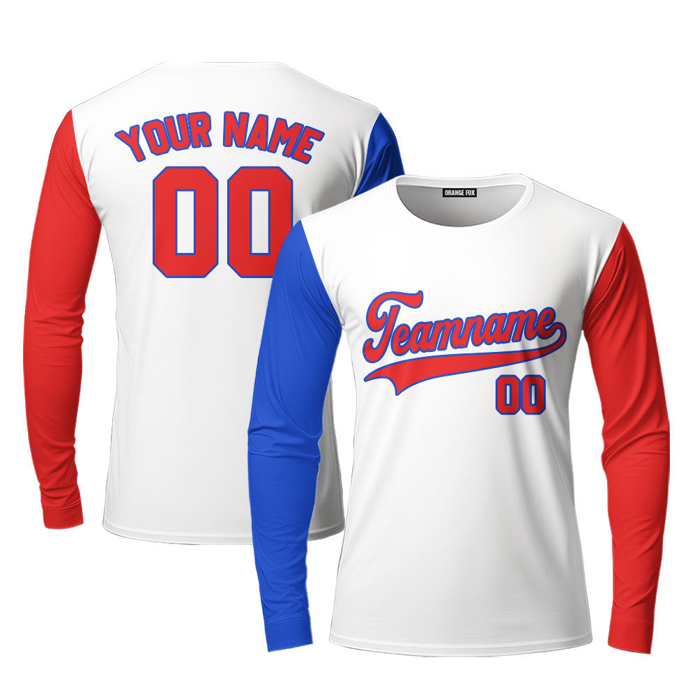 Dominicana Flag White Red Blue Custom Long Sleeve T-Shirt For Men & Women